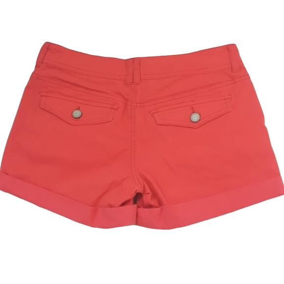Aeropostale Womens Sz 0 Midi Twill 4'' Inseam Cuffed Low Rise Orange Shorts - Picture 2 of 13